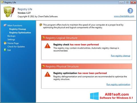 Ekrānuzņēmums Registry Life Windows 8.1