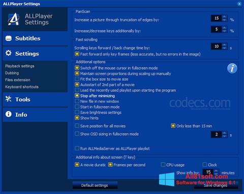 Ekrānuzņēmums ALLPlayer Windows 8.1