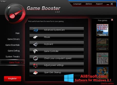 Ekrānuzņēmums Game Booster Windows 8.1