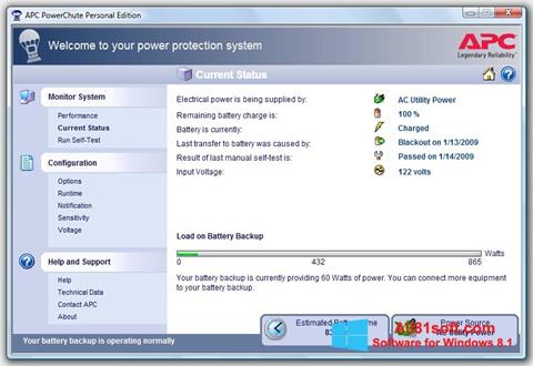 Ekrānuzņēmums PowerChute Personal Edition Windows 8.1