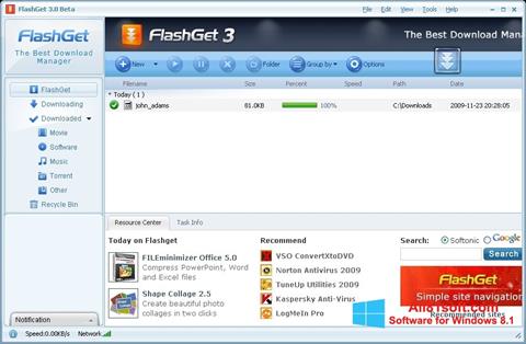 Ekrānuzņēmums FlashGet Windows 8.1
