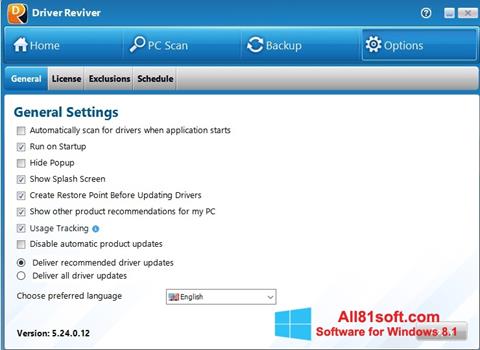 Ekrānuzņēmums Driver Reviver Windows 8.1