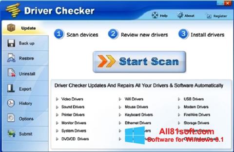 Ekrānuzņēmums Driver Checker Windows 8.1