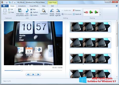 Ekrānuzņēmums Windows Live Movie Maker Windows 8.1