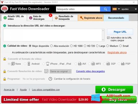 Ekrānuzņēmums Fast Video Downloader Windows 8.1