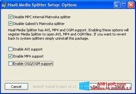 Ekrānuzņēmums Haali Media Splitter Windows 8.1