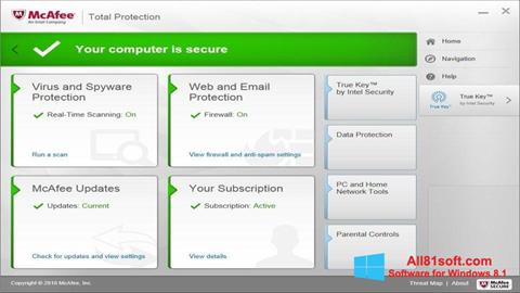Ekrānuzņēmums McAfee Total Protection Windows 8.1