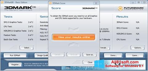 Ekrānuzņēmums 3DMark06 Windows 8.1