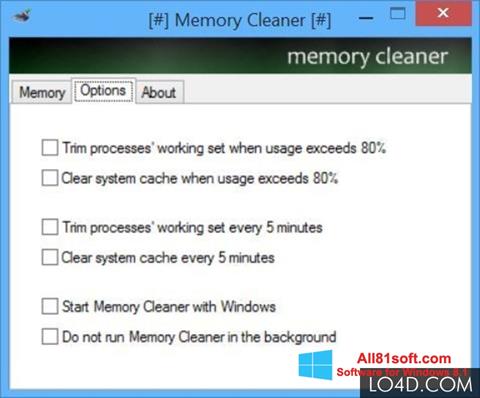 Ekrānuzņēmums Memory Cleaner Windows 8.1