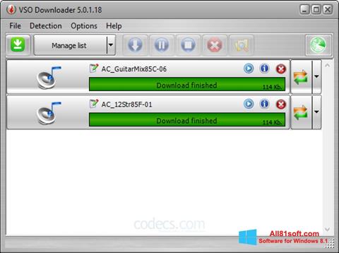 Ekrānuzņēmums VSO Downloader Windows 8.1