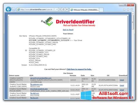 Ekrānuzņēmums Driver Identifier Windows 8.1