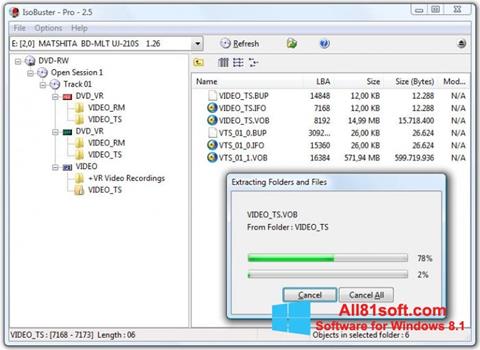 Ekrānuzņēmums IsoBuster Windows 8.1
