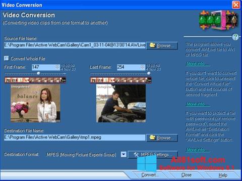 Ekrānuzņēmums Active WebCam Windows 8.1