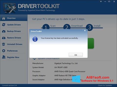 Ekrānuzņēmums Driver Toolkit Windows 8.1