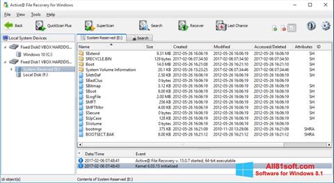 Ekrānuzņēmums Active File Recovery Windows 8.1