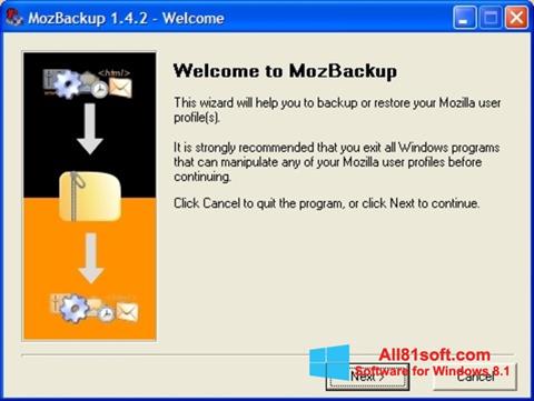 Ekrānuzņēmums MozBackup Windows 8.1