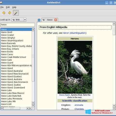 Ekrānuzņēmums GoldenDict Windows 8.1