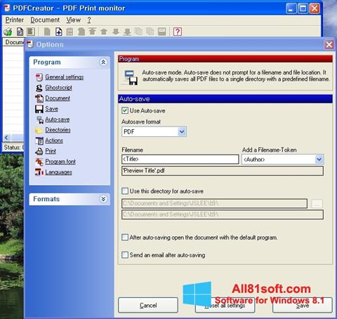Ekrānuzņēmums PDFCreator Windows 8.1