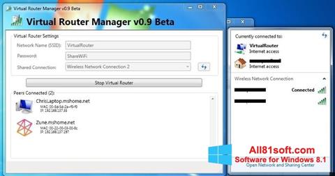 Ekrānuzņēmums Virtual Router Manager Windows 8.1