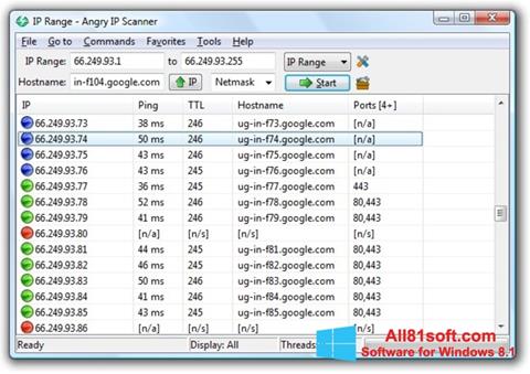 Ekrānuzņēmums Angry IP Scanner Windows 8.1