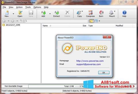 Ekrānuzņēmums PowerISO Windows 8.1
