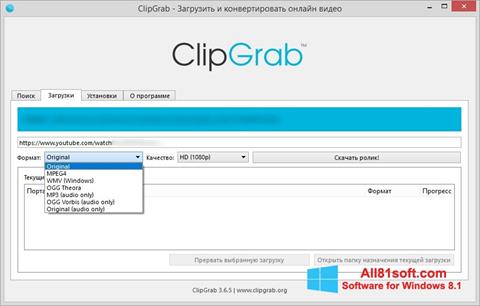 Ekrānuzņēmums ClipGrab Windows 8.1