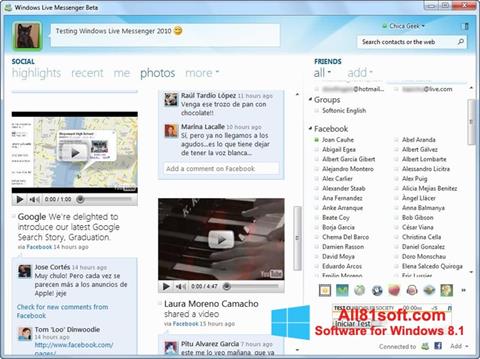 Ekrānuzņēmums Windows Live Messenger Windows 8.1