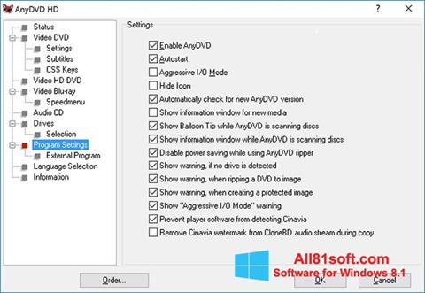 Ekrānuzņēmums AnyDVD Windows 8.1