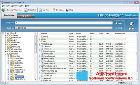 Ekrānuzņēmums File Scavenger Windows 8.1
