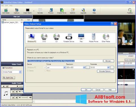 Ekrānuzņēmums VideoPad Video Editor Windows 8.1