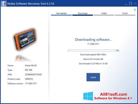 Ekrānuzņēmums Nokia Software Recovery Tool Windows 8.1