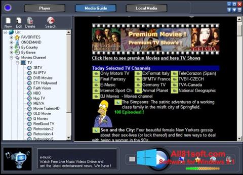 Ekrānuzņēmums Online TV Live Windows 8.1
