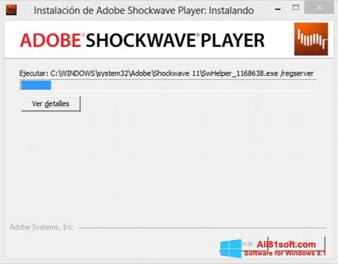 Ekrānuzņēmums Adobe Shockwave Player Windows 8.1