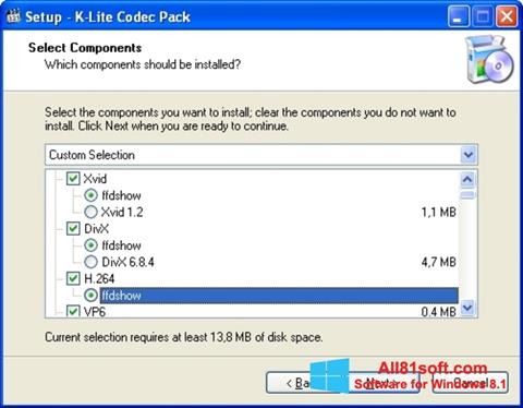 Ekrānuzņēmums K-Lite Codec Pack Windows 8.1