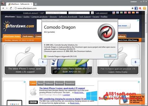 Ekrānuzņēmums Comodo Dragon Windows 8.1