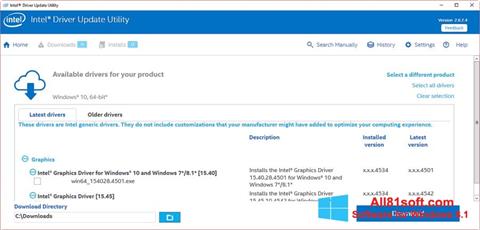 Ekrānuzņēmums Intel Driver Update Utility Windows 8.1
