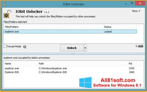 Ekrānuzņēmums IObit Unlocker Windows 8.1