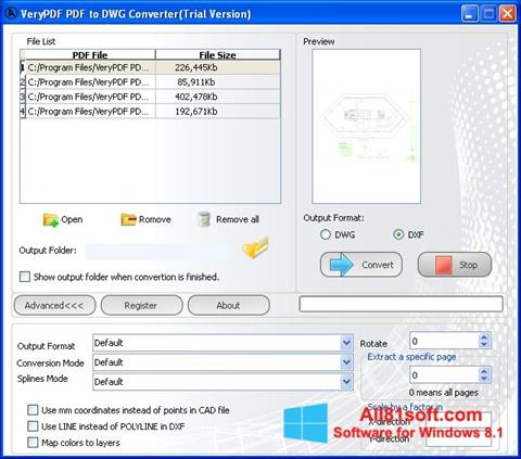 Ekrānuzņēmums PDF to DWG Converter Windows 8.1