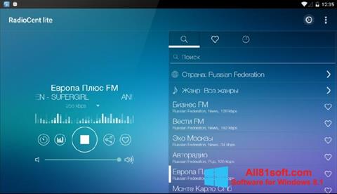 Ekrānuzņēmums Radiocent Windows 8.1