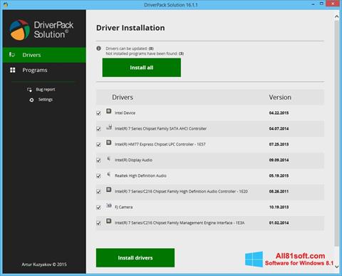 Ekrānuzņēmums DriverPack Solution Windows 8.1