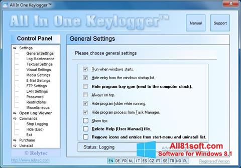 Ekrānuzņēmums Keylogger Windows 8.1