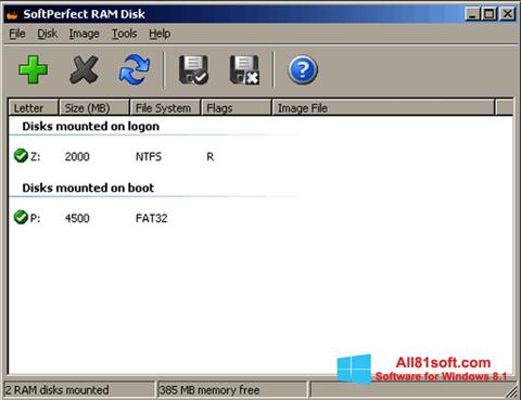 Ekrānuzņēmums SoftPerfect RAM Disk Windows 8.1