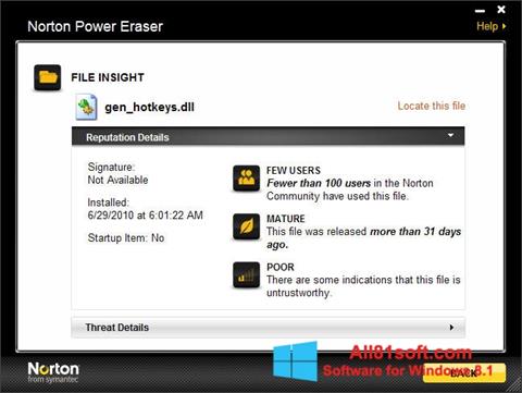 Ekrānuzņēmums Norton Power Eraser Windows 8.1