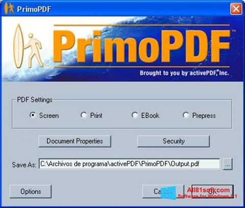 Ekrānuzņēmums PrimoPDF Windows 8.1