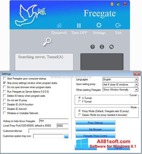 Ekrānuzņēmums Freegate Windows 8.1