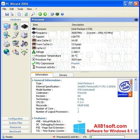 Ekrānuzņēmums PC Wizard Windows 8.1