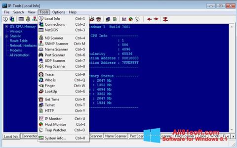 Ekrānuzņēmums IP Tools Windows 8.1