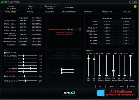 Ekrānuzņēmums AMD Overdrive Windows 8.1