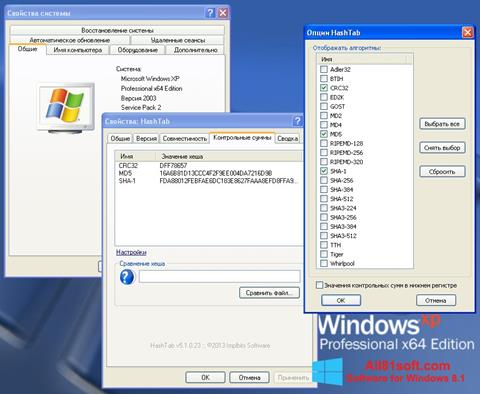 Ekrānuzņēmums HashTab Windows 8.1
